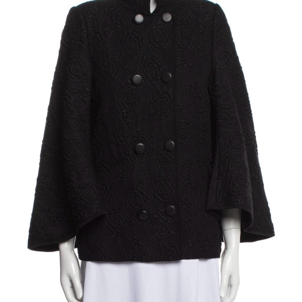 Alexander McQueen Black Textured Cape Coat